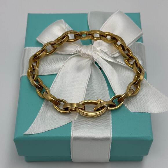 Tiffany & Co. Link Chain Bracelet in 18k Gold 750 Italy Vintage T&C Pouch & Box - Picture 6 of 12
